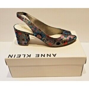 Anne Klein Women's Heels Maurise IFlex Floral Tapestry Look Size US 9 Block Heel